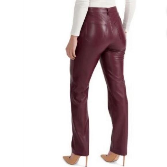 Joie Women’s Vegan Leather Straight Leg Pants Size 8 Maroon Red 90s Y2K - Picture 2 of 13
